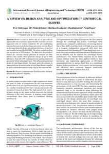 IRJET-A Review on Design Analysis and Optimization of Centrifugal Blower