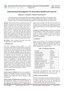 IRJET-Experimental Investigation on Glass Fibre Reinforced Concrete