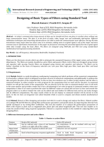 IRJET-Designing of Basic Types of Filters using Standard Tool