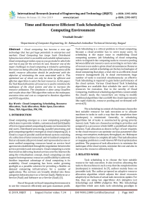 IRJET-    Time and Resource Efficient Task Scheduling in Cloud Computing Environment