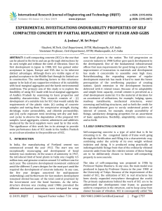 IRJET-    Experimental Investigations Ondurability Properties of Self Compacted Concrete by Partial Replacement of Flyash and GGBS