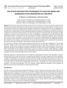 IRJET-    Use of Non Destructive Techniques to Analyze Fresh and Hardened State Properties of Concrete