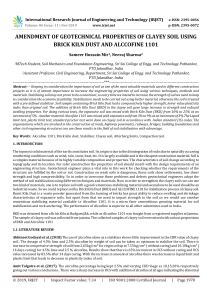 IRJET-    Amendment of Geotechnical Properties of Clayey Soil using Brick Kiln Dust and Alccofine 1101