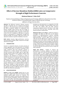 IRJET-    Effect of Styrene-Butadiene-Rubber(SBR) Latex on Compressive Strength of High Performance Concrete