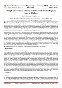 IRJET-Strength Improvement of Clayey Soil with Waste Plastic Strips and Cement Kiln Dust