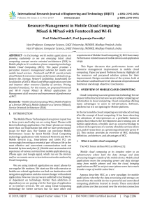 IRJET-Resource Management in Mobile Cloud Computing: MSaaS & MPaaS with Femtocell and Wi-Fi