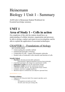 Heinemann Biology 1 Unit 1 - Summary