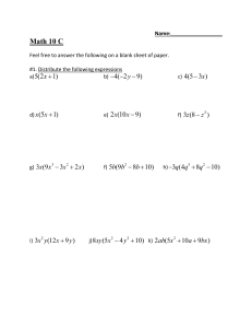 Math 10C Polynomial Review Worksheet