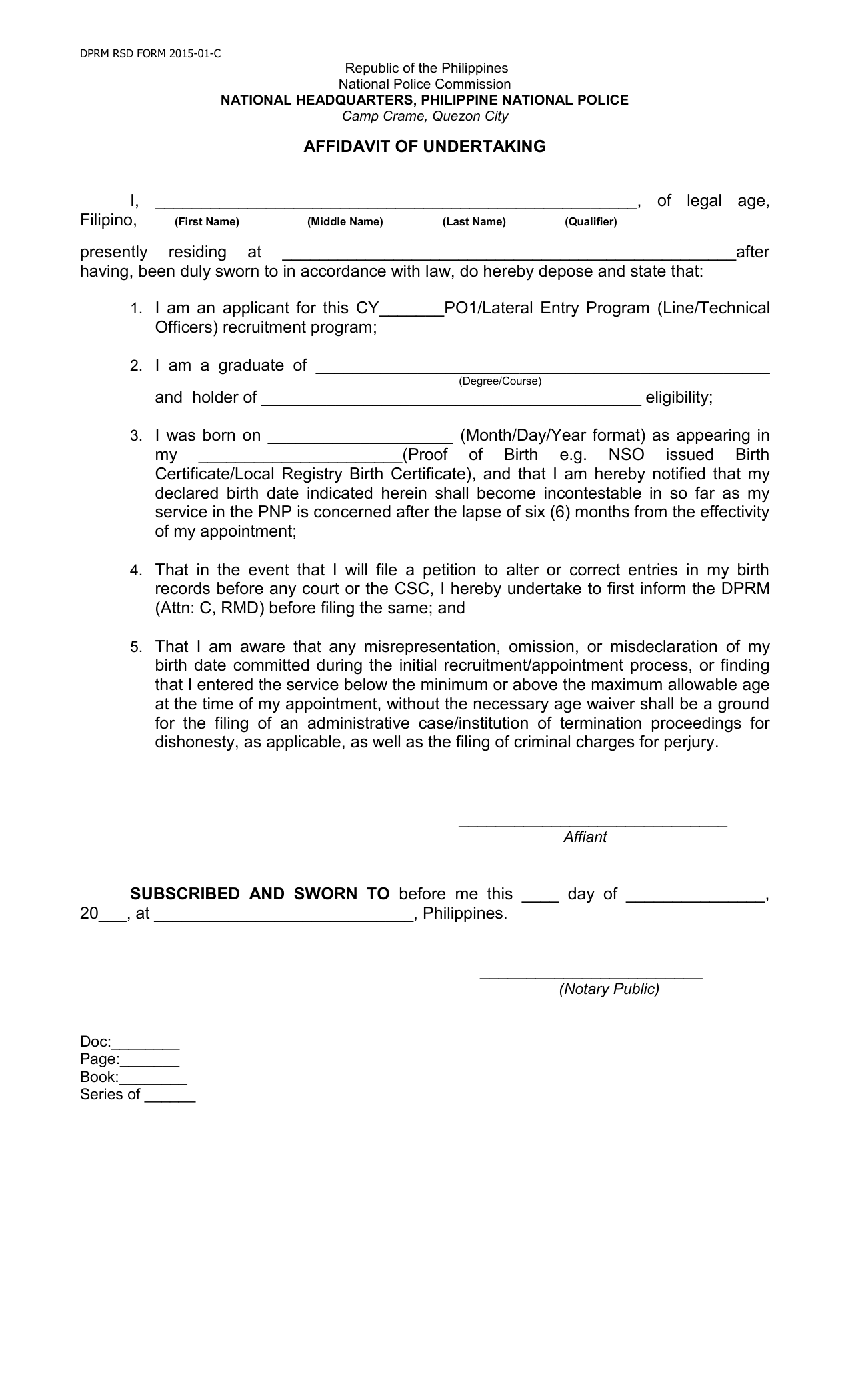 legal-undertaking-template