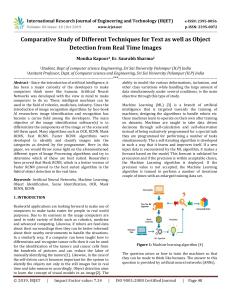 IRJET-    Comparative Study of Different Techniques for Text as Well as Object Detection from Real Time Images