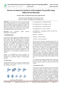IRJET-Review on Numerical Analysis of Rectangular Fin Profile using Different Fin Materials