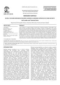 RES- 2019 - SR-MLC SCALABLE RESILIENCE MACHINE LEARNING CLASSIFIERS APPROACH IN CYBER SECURITY