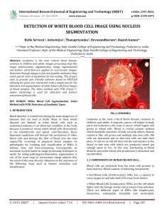 IRJET-Detection of White Blood Cell Image using Nucleus Segmentation