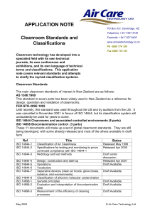 APPLICATION NOTE Cleanroom Standards and