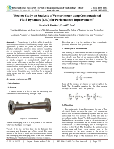 IRJET-Review Study on Analysis of Venturimeter using Computational Fluid Dynamics (CFD) for Performance Improvement