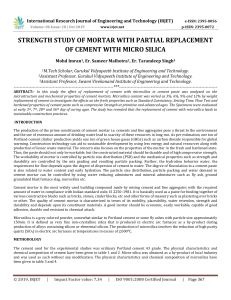 IRJET-Strength Study of Mortar with Partial Replacement of Cement with Micro Silica