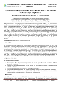 IRJET-Experimental Analysis of Addition of Marble Waste Dust Powder Partially Replacing Cement