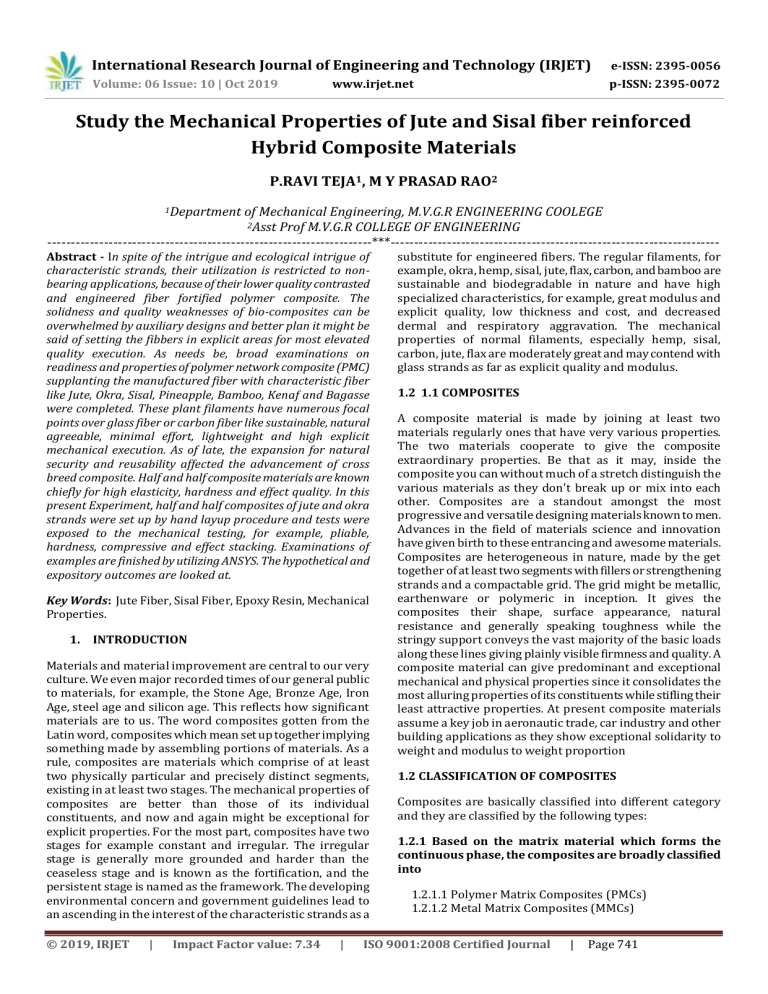 IRJET Study The Mechanical Properties Of Jute And Sisal Fiber 