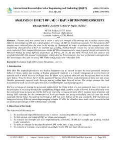 IRJET-    Analysis of Effect of Use of Rap in Bituminous Concrete