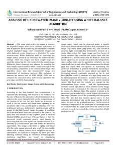 IRJET-    Analysis of Underwater Image Visibility using White Balance Algorithm