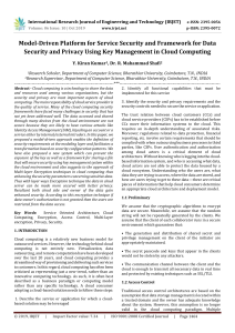 IRJET-Model-Driven Platform for Service Security and Framework for Data Security and Privacy using Key Management in Cloud Computing -Y. Kiran Kumar, R. Mahammad Shafi