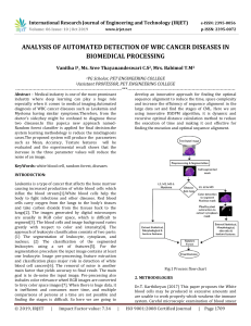 IRJET-    Analysis of Automated Detection of WBC Cancer Diseases in Biomedical Processing