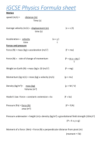 fomula physic