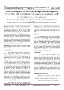 IRJET-    Harmonic Mitigation for Power Quality Improvement using Active Power Filter with Current Control Strategy Under Non-Linear Loads