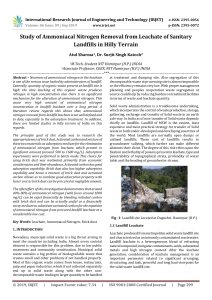 IRJET-Study of Ammoniacal Nitrogen Removal from Leachate of Sanitary Landfills in Hilly Terrain