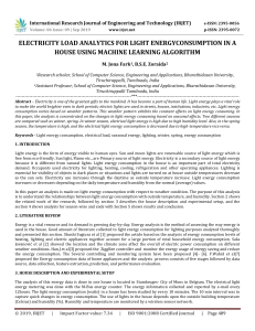 IRJET-Electricity Load Analytics for Light Energyconsumption in a House using Machine Learning Algorithm