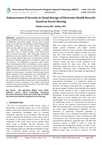 IRJET-Enhancement of Security in Cloud Storage of Electronic Health Records based on Secret Sharing