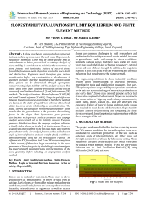 IRJET-Slope Stability Evaluations by Limit Equilibrium and Finite Element Method