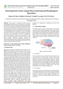 IRJET-    Detecting Brain Tumor using K-Mean Clustering and Morphological Operations