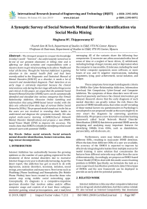 IRJET-A Synoptic Survey of Social Network Mental Disorder Identification Via Social Media Mining