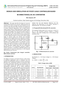 IRJET-Design and Simulation of Fuzzy Logic Controller based Bi-Directional DC-DC Converter