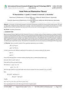 IRJET-Some Note on Elimination Theory