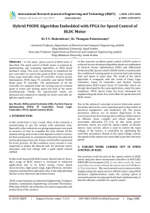 IRJET-Hybrid PSODE Algorithm Embedded with FPGA for Speed Control of BLDC Motor