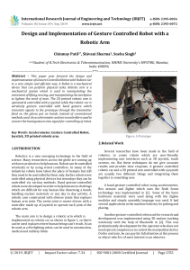 IRJET-Design and Implementation of Gesture Controlled Robot with a Robotic ARM