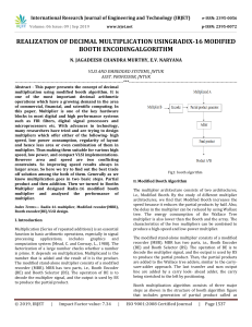IRJET-    Realization of Decimal Multiplication using Radix-16 Modified Booth Encoding Algorithm