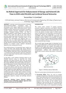 IRJET-An Hybrid Approach for Enhancement of Energy and Network Life Time in WSN with PEGASIS and Artificial Neural Networks