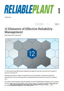 12 Elements of Effective Reliability Management
