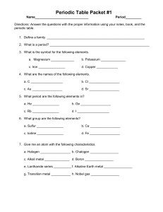 Periodic table worksheet packet