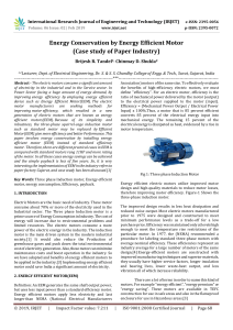IRJET- Energy Conservation by Energy Efficient Motor (Case Study of Paper Industry)