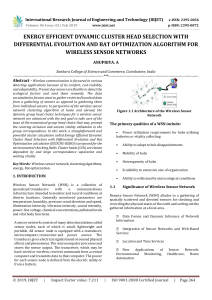 IRJET-Energy Efficient Dynamic Cluster Head Selection with Differential Evolution and Bat Optimization Algorithm for Wireless Sensor Networks