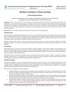 IRJET- Machine Learning V/S Deep Learning