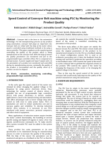 IRJET- Speed Control of Conveyer Belt Machine using PLC by Monitoring the Product Quality