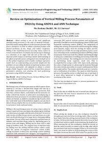 IRJET-Review on Optimization of Vertical Milling Process Parameters of EN24 by using ANOVA and ANN Technique