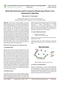 IRJET-Black Hole Detection and Prevention by Monitoring of Water Cycle Optimization Algorithm