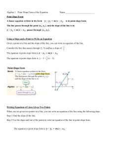 Algebra 1    Point Slope Notes