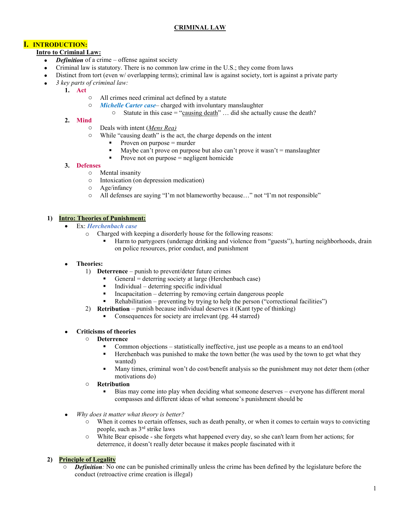 CRIMINAL LAW OUTLINE